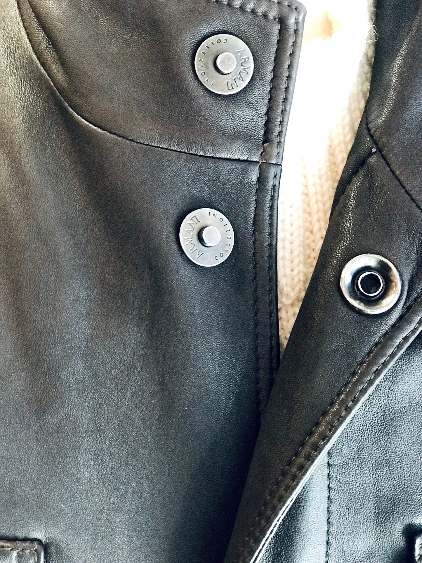 Armani Collzioni Charcoal Brown Lamb Leather Jacket