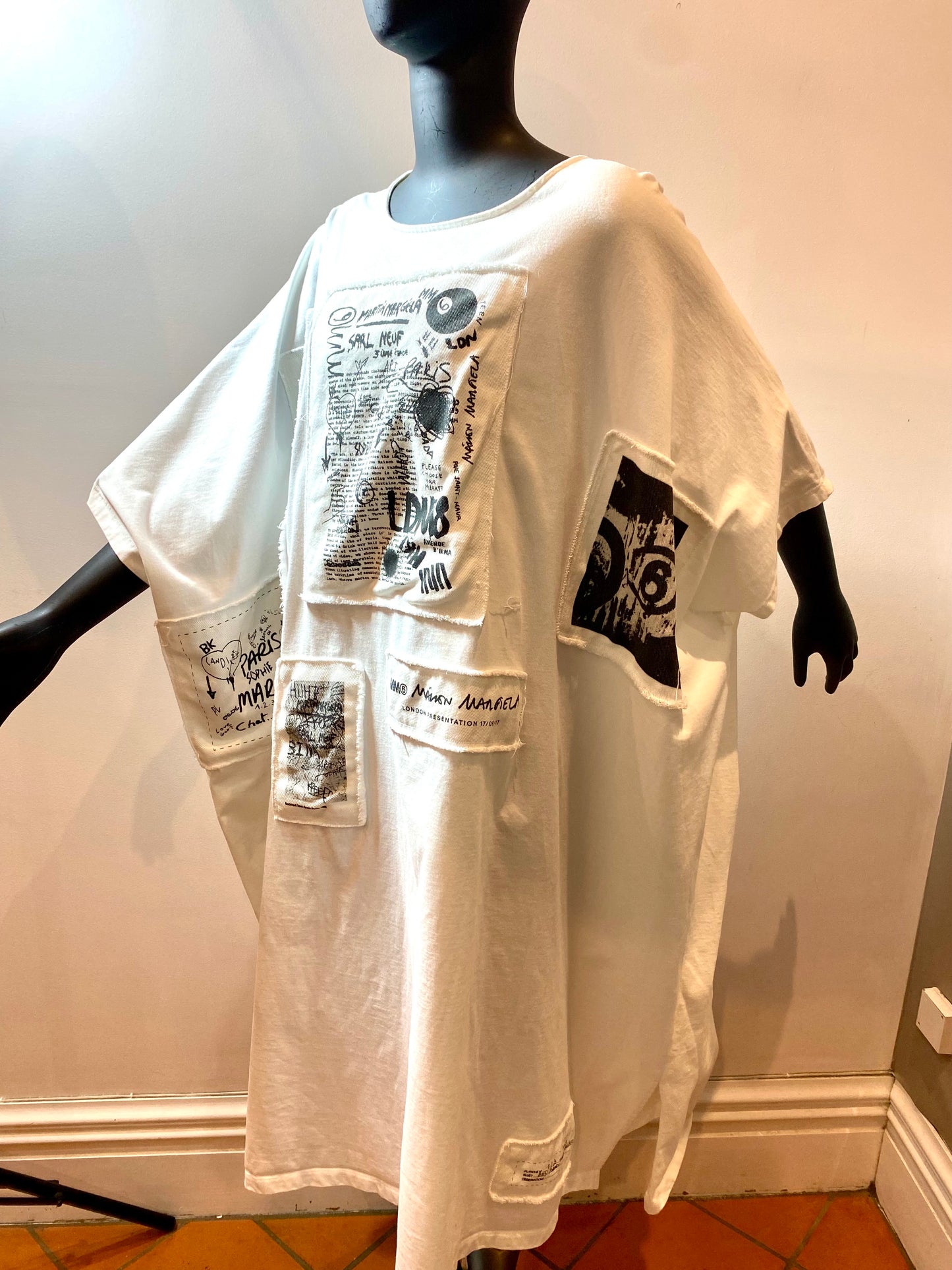 MM6 Maison Margiela White Graffiti Patch Dress
