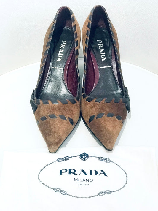 Prada Brown Suede Pumps