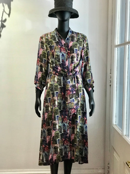 Jane Daniels Printed Silk Shirt Dress