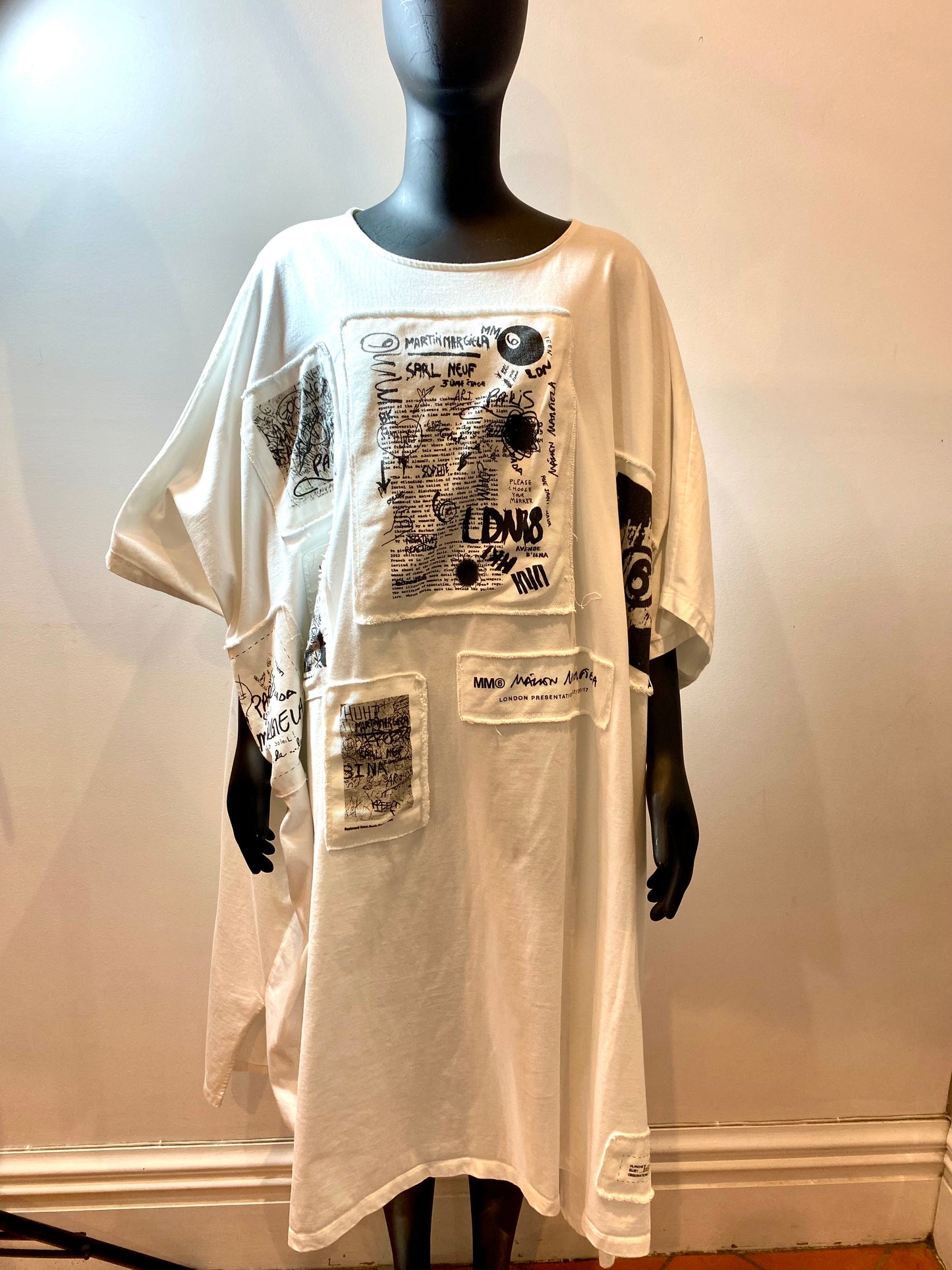 MM6 Maison Margiela White Graffiti Patch Dress