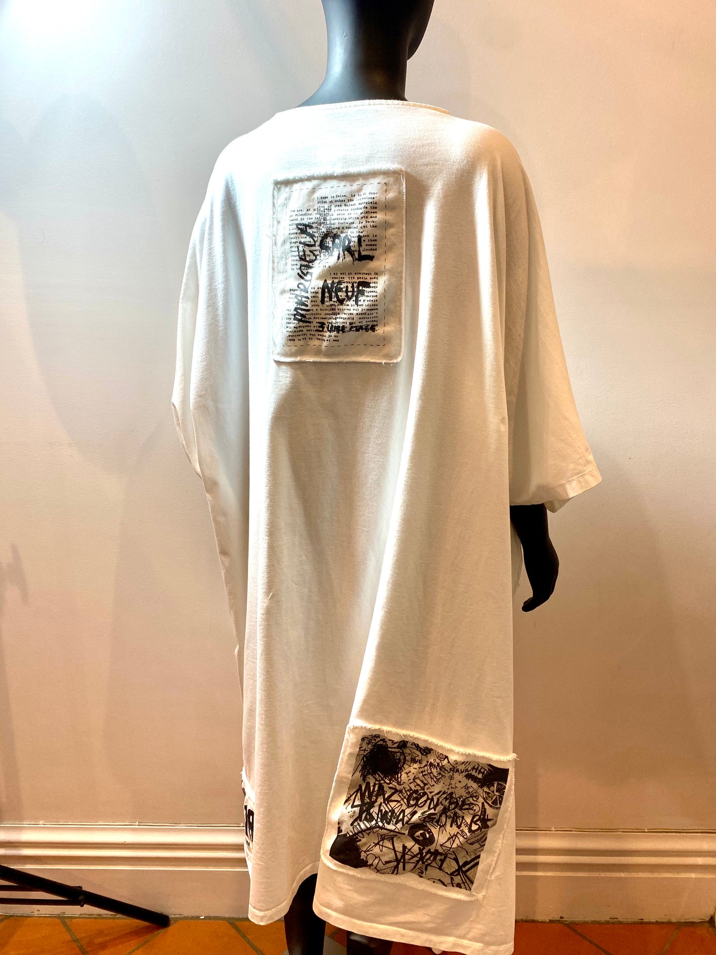 MM6 Maison Margiela White Graffiti Patch Dress