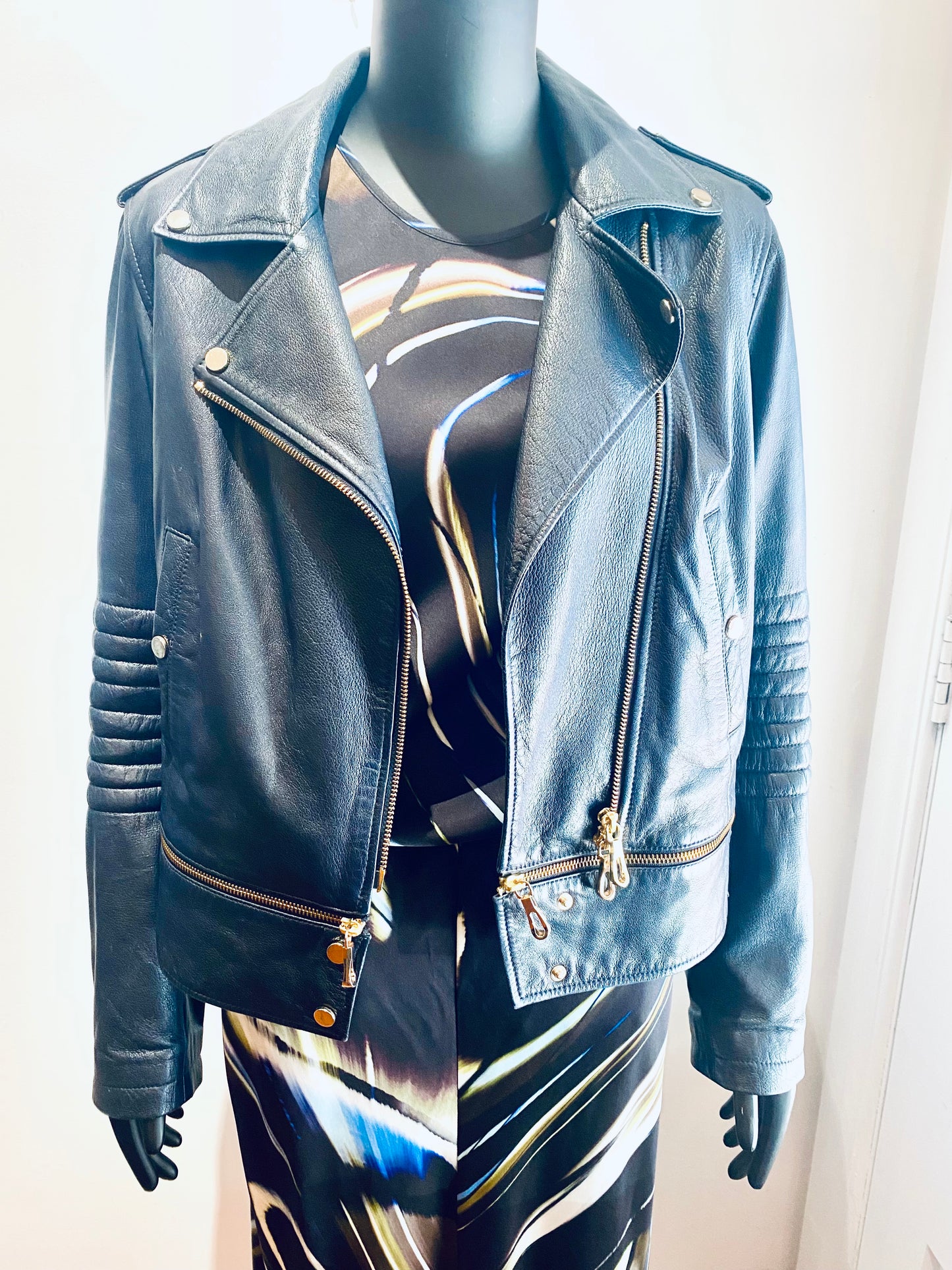 Punto Navy Leather Biker