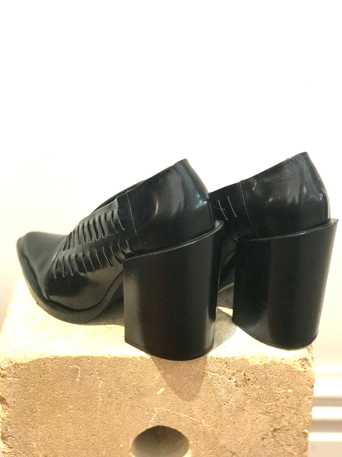 Jill Sander Black Leather Block Heels