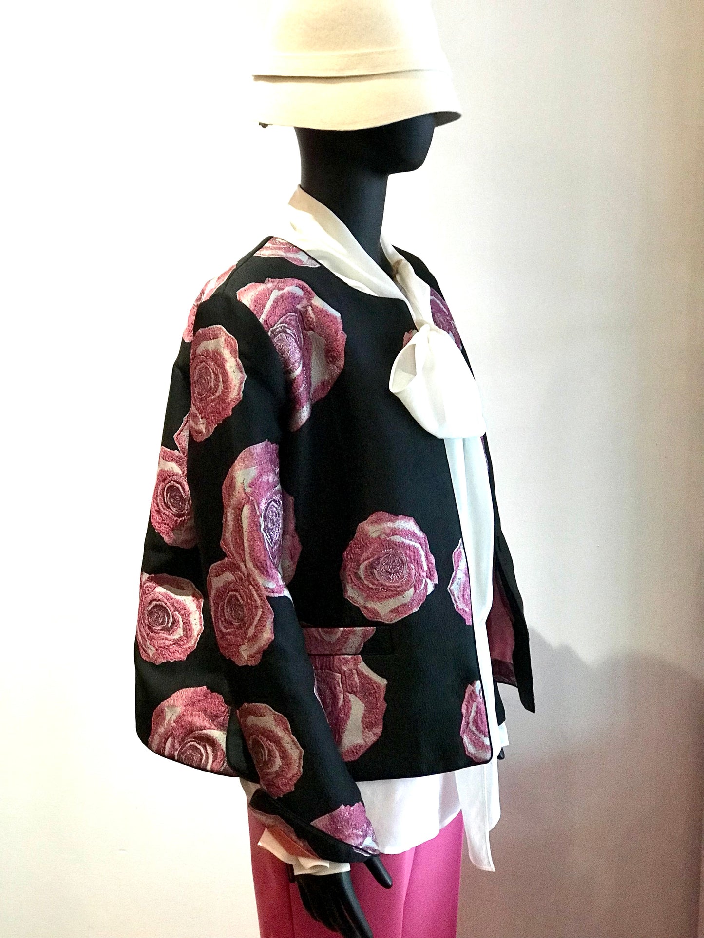 GANNI Black Pink Rose Jacket