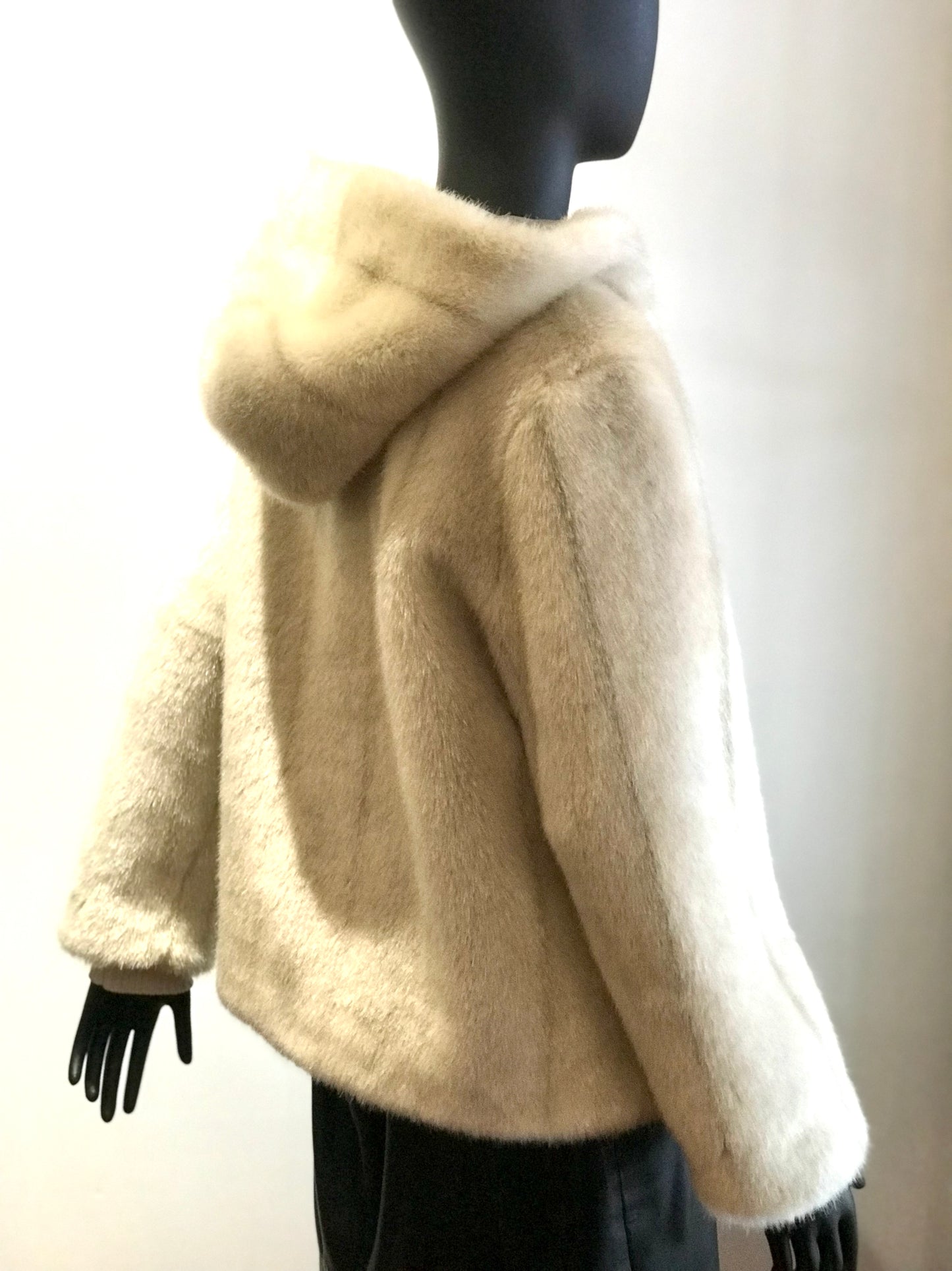 Grey Faux Fur Hoodie Alexa Chung