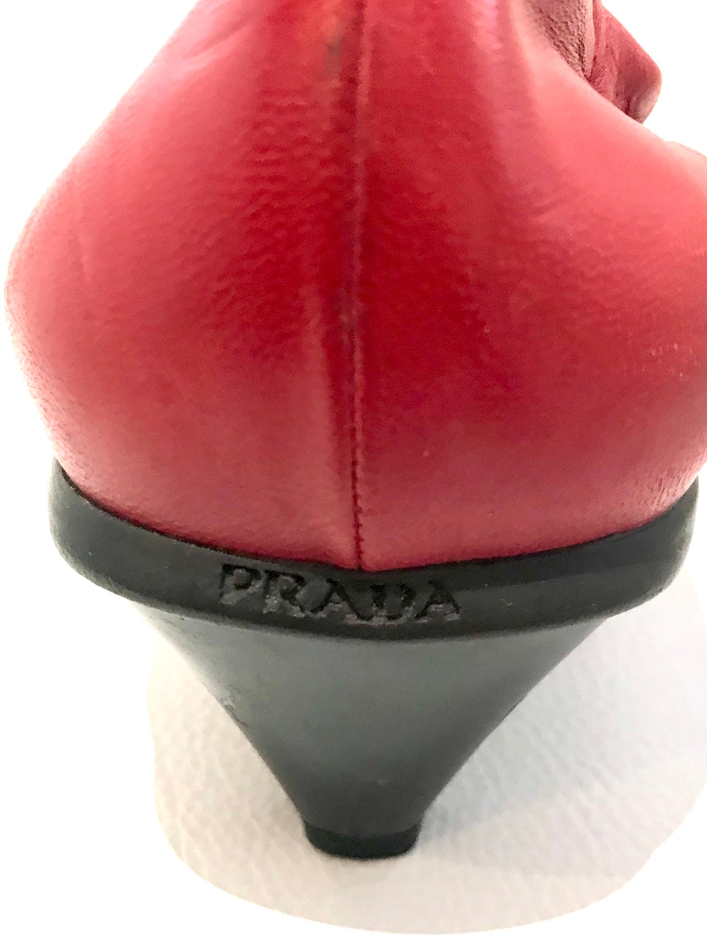 Prada Red Leather Pointed Toes