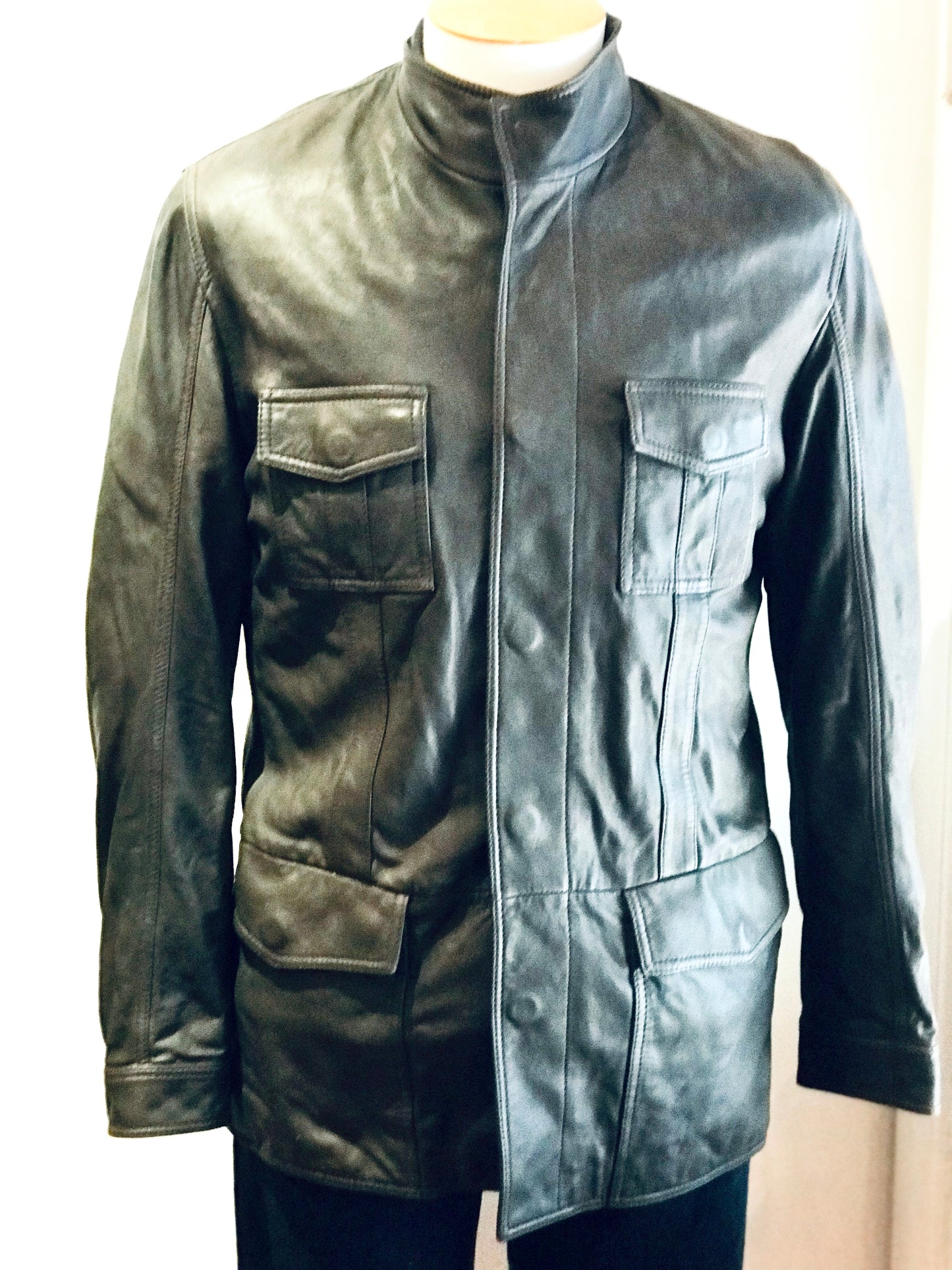Armani Collzioni Charcoal Brown Lamb Leather Jacket