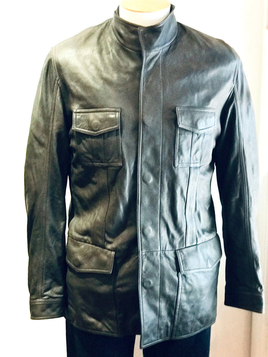 Armani Collzioni Charcoal Brown Lamb Leather Jacket