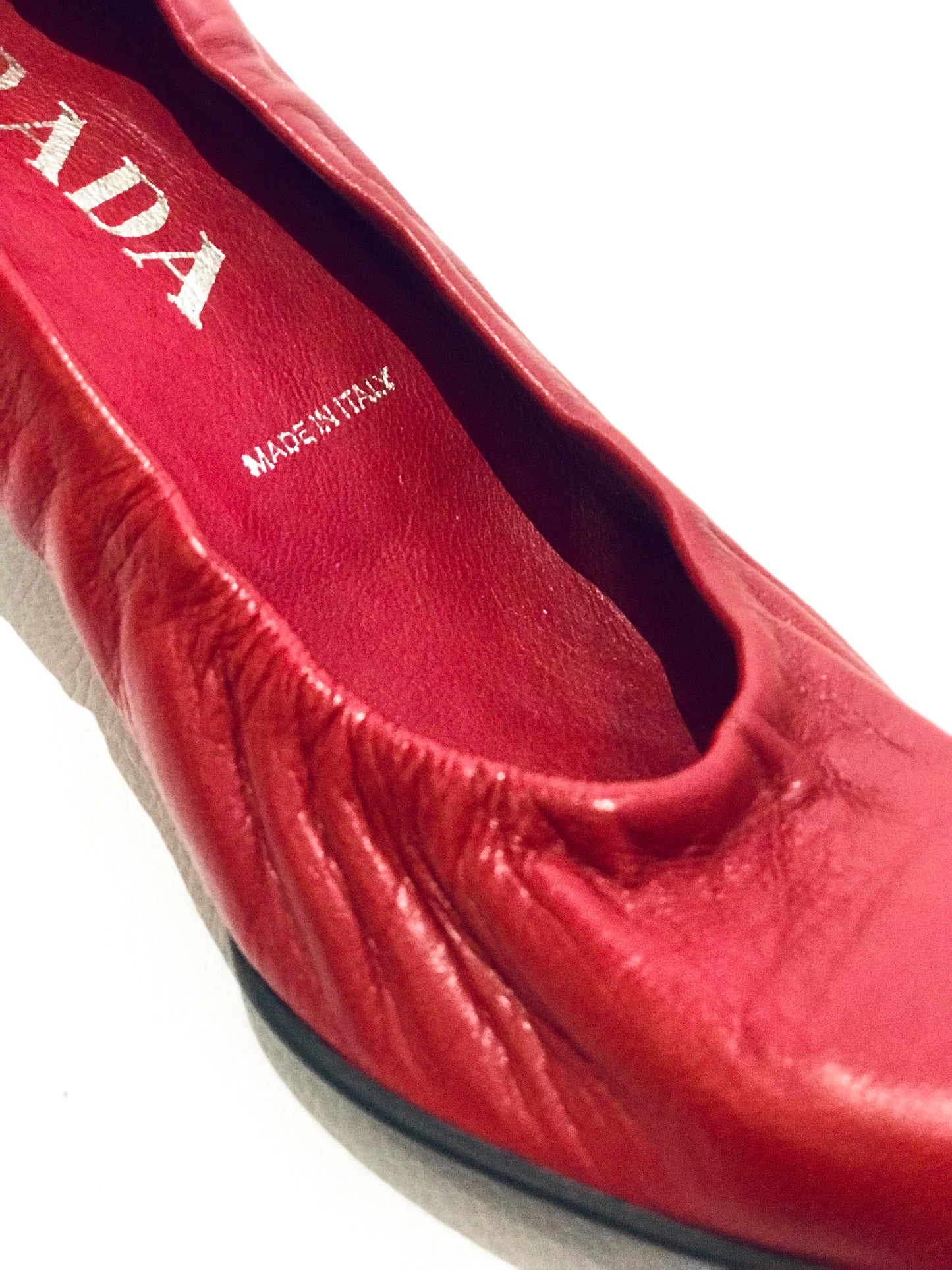 Prada Red Leather Pointed Toes