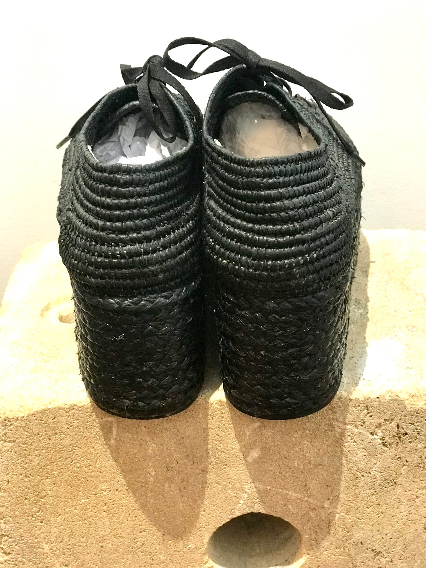 Robert Clergerie Black Raffia Woven Platform