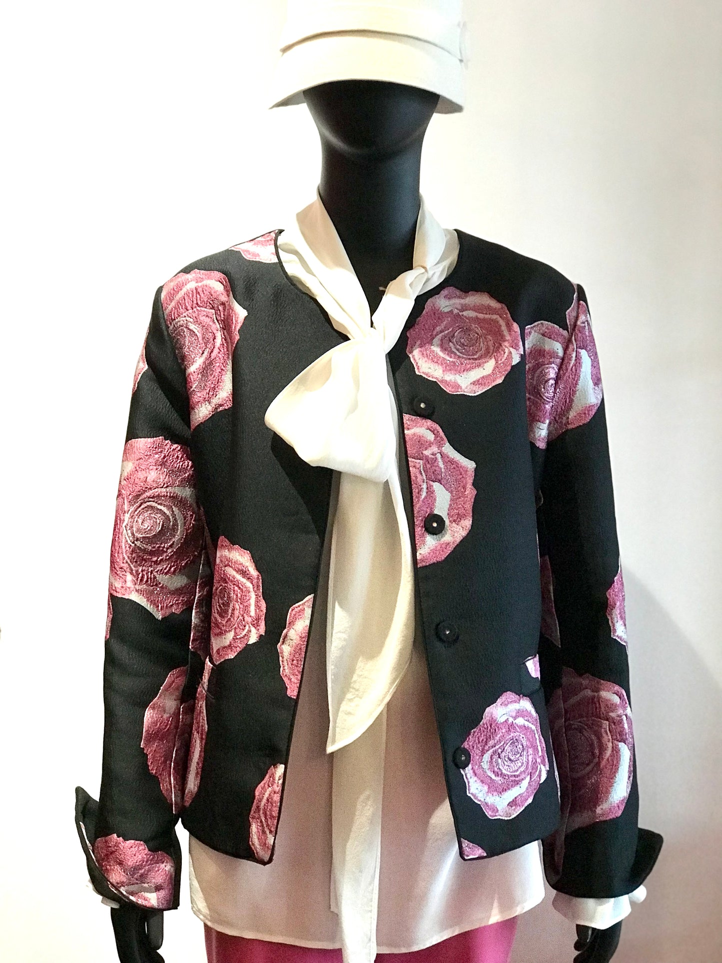 GANNI Black Pink Rose Jacket