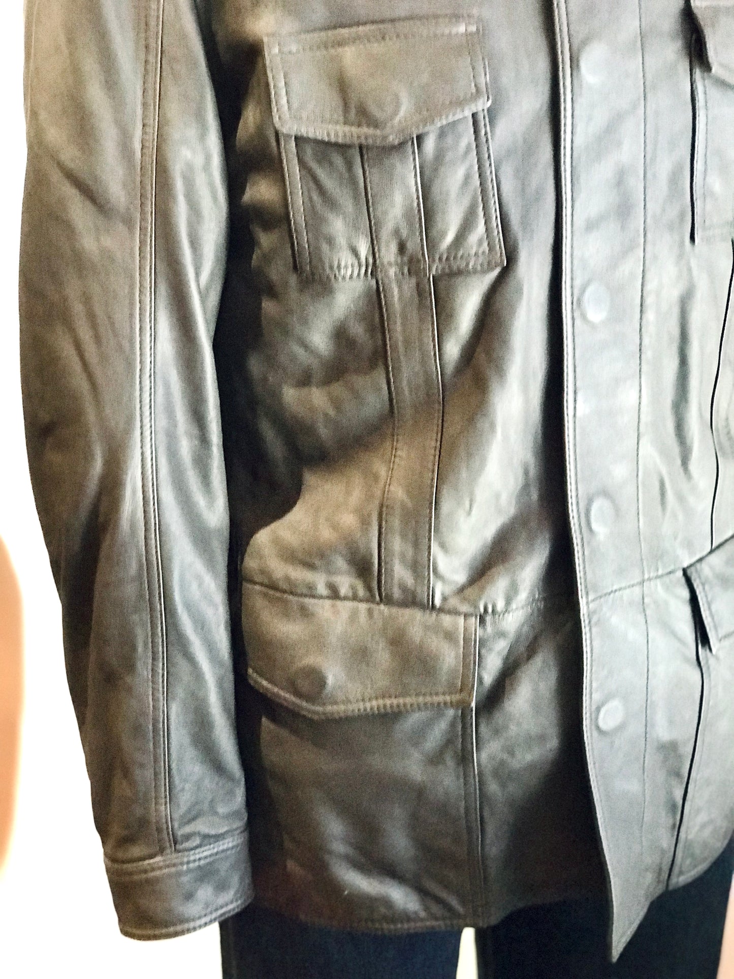 Armani Collzioni Charcoal Brown Lamb Leather Jacket