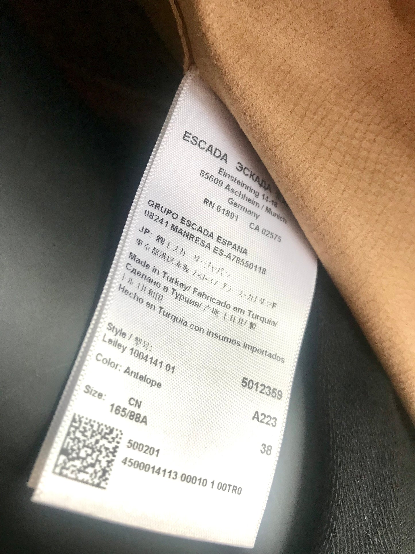 Escada Tan Leather Jacket