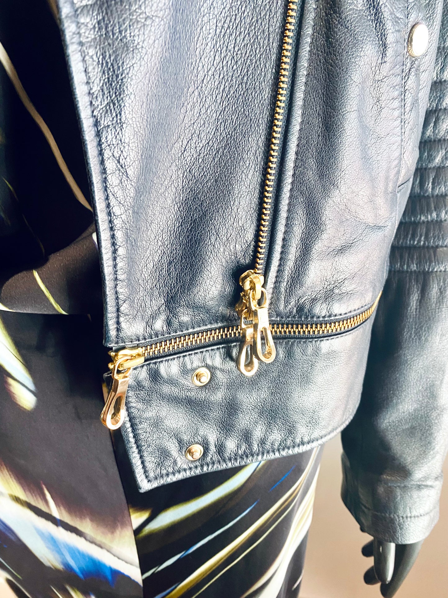 Punto Navy Leather Biker