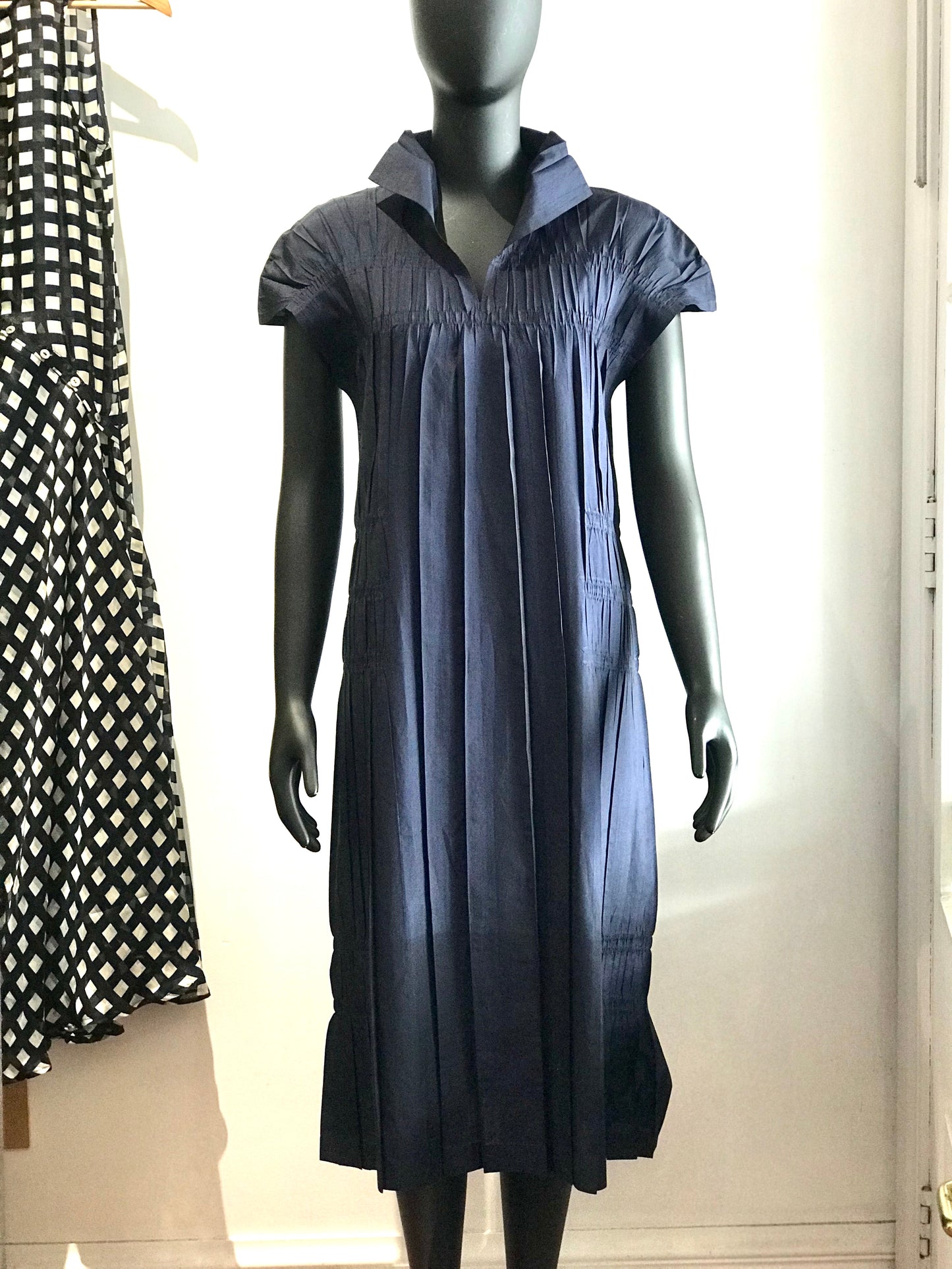 Issey Miyake Navy Pleated Dress