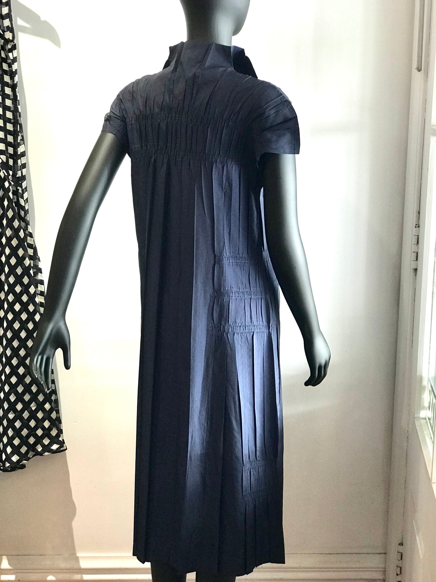 Issey Miyake Navy Pleated Dress