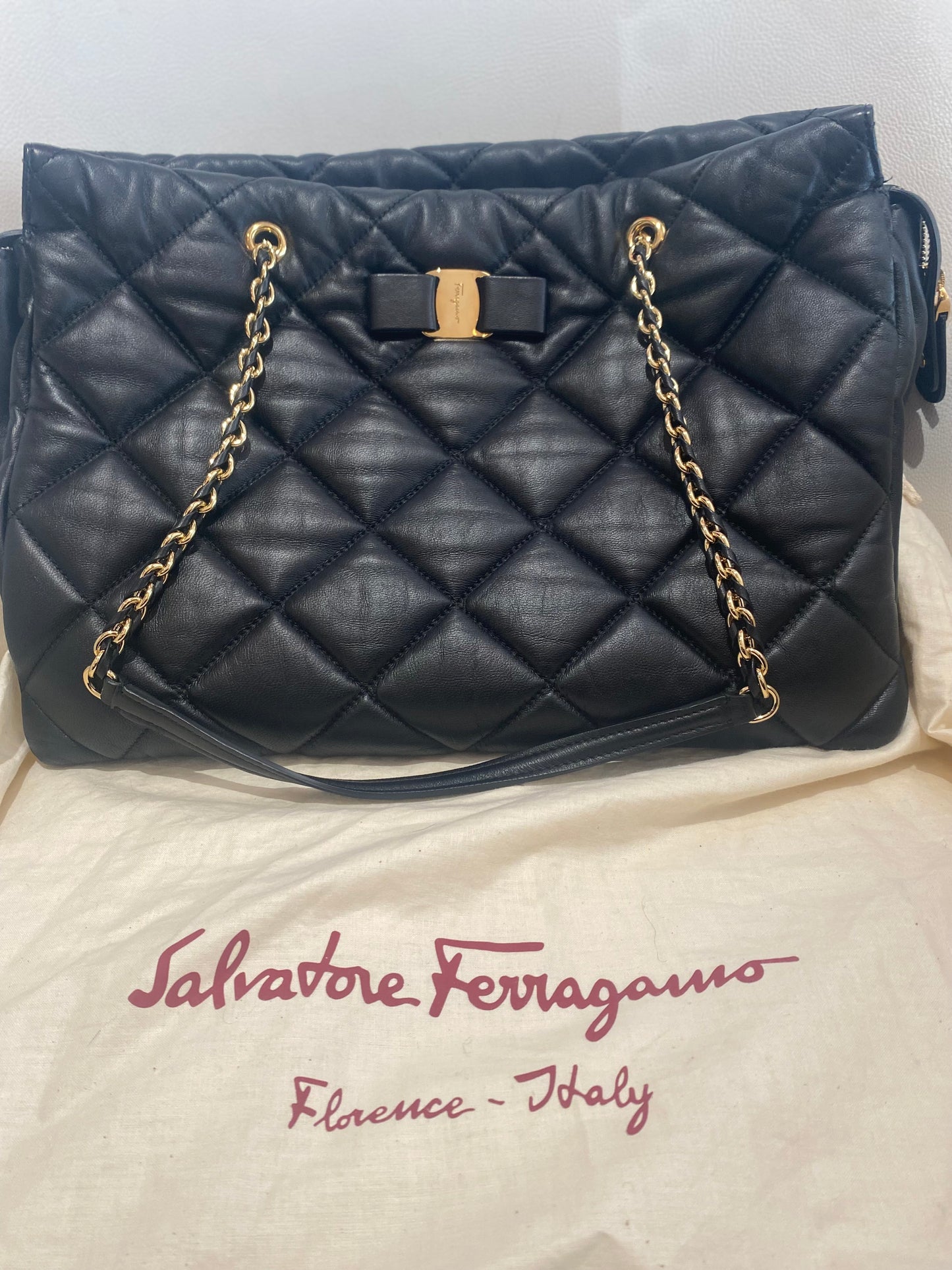Salvatore Ferragamo Lamb Leather Quilted Bag