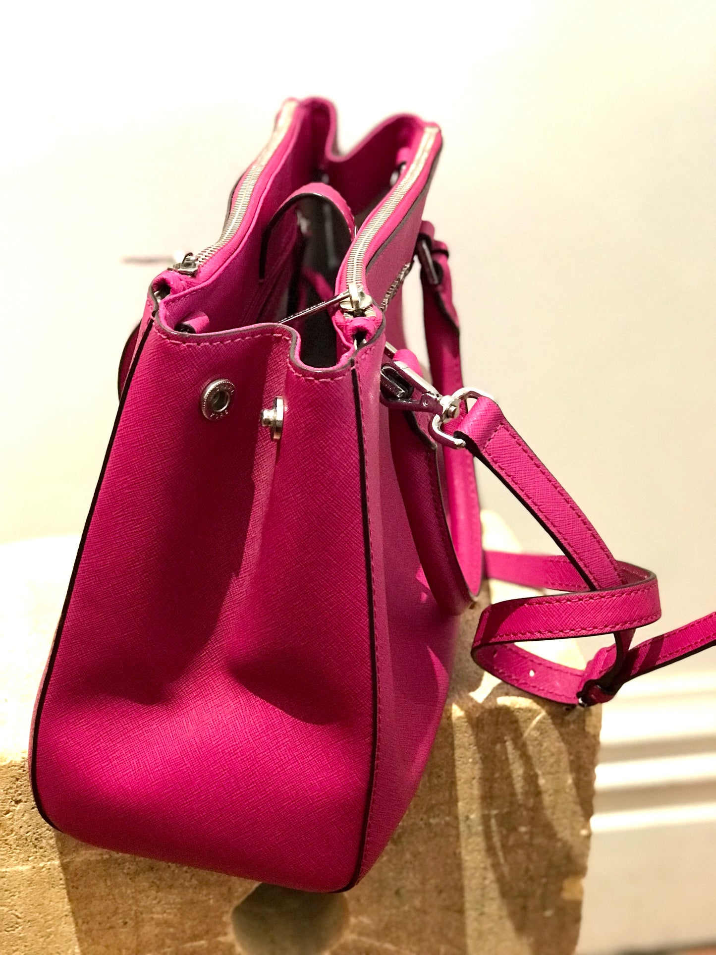 Michael Kors Hot Pink Leather Hand Bag