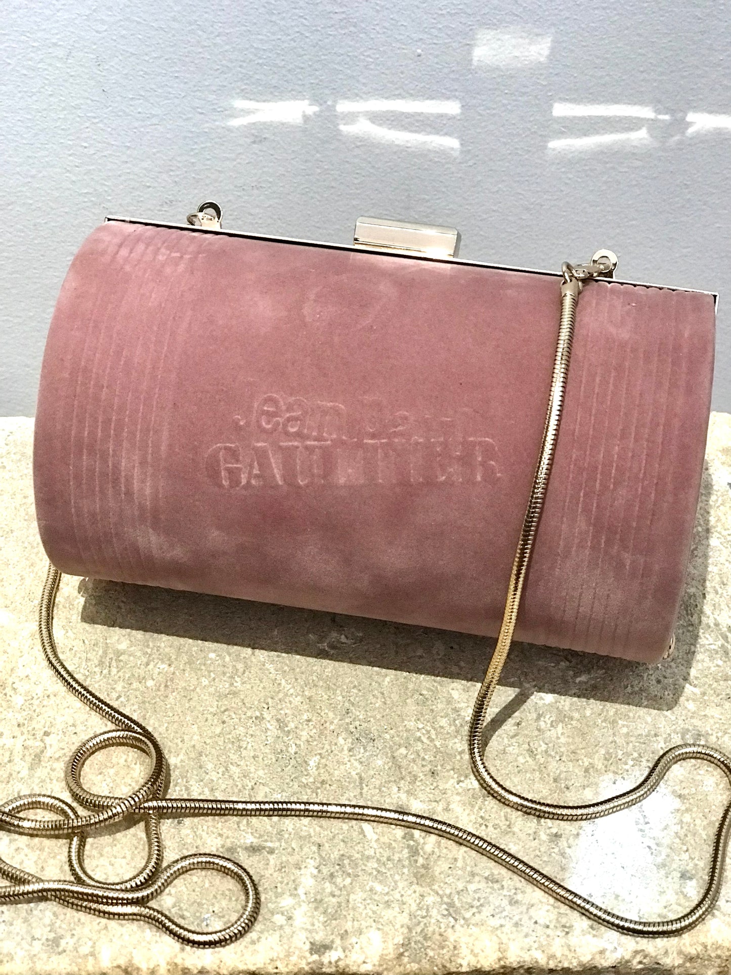 Jean Paul Gaultier Y2K Pink Velour Cylinder Bag