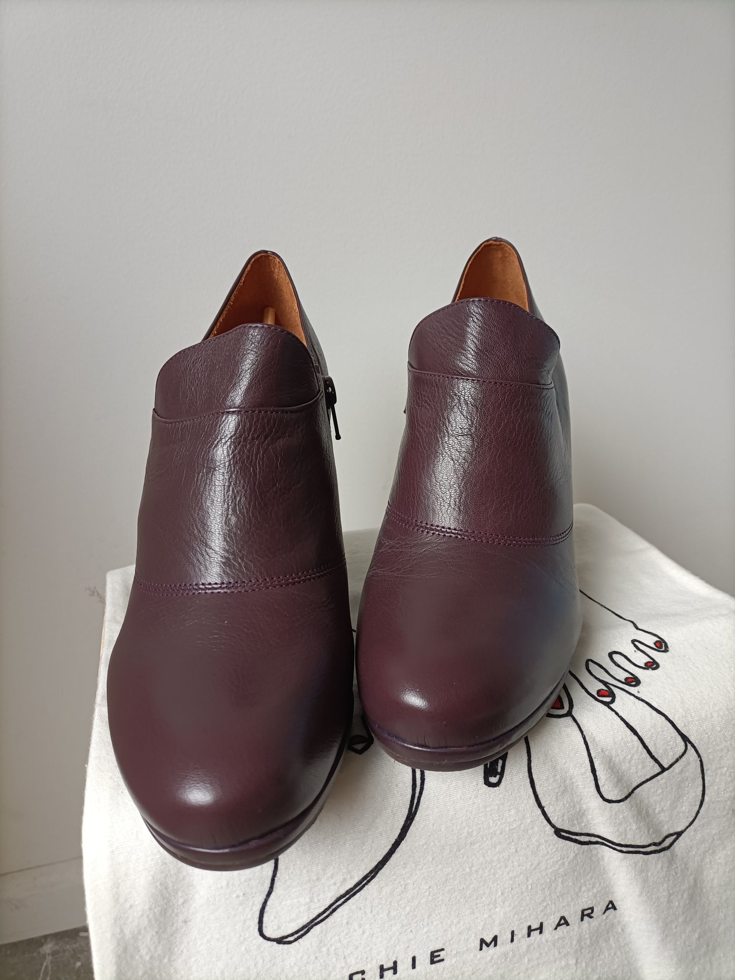 Chie Mihara - Aubergine Leather Bootie - Size 40