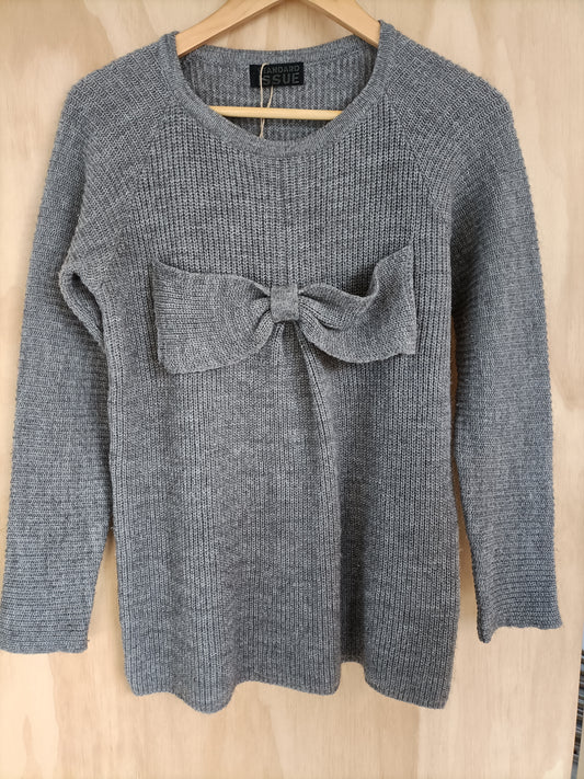 Standard Issue - Grey Alpaca Mix Bow Front Jumper- Size M