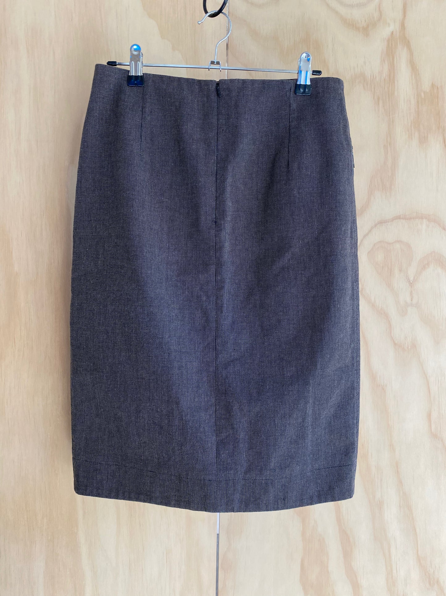 WORLD - Tan & Black Small Check Knee Length Skirt - Size XS