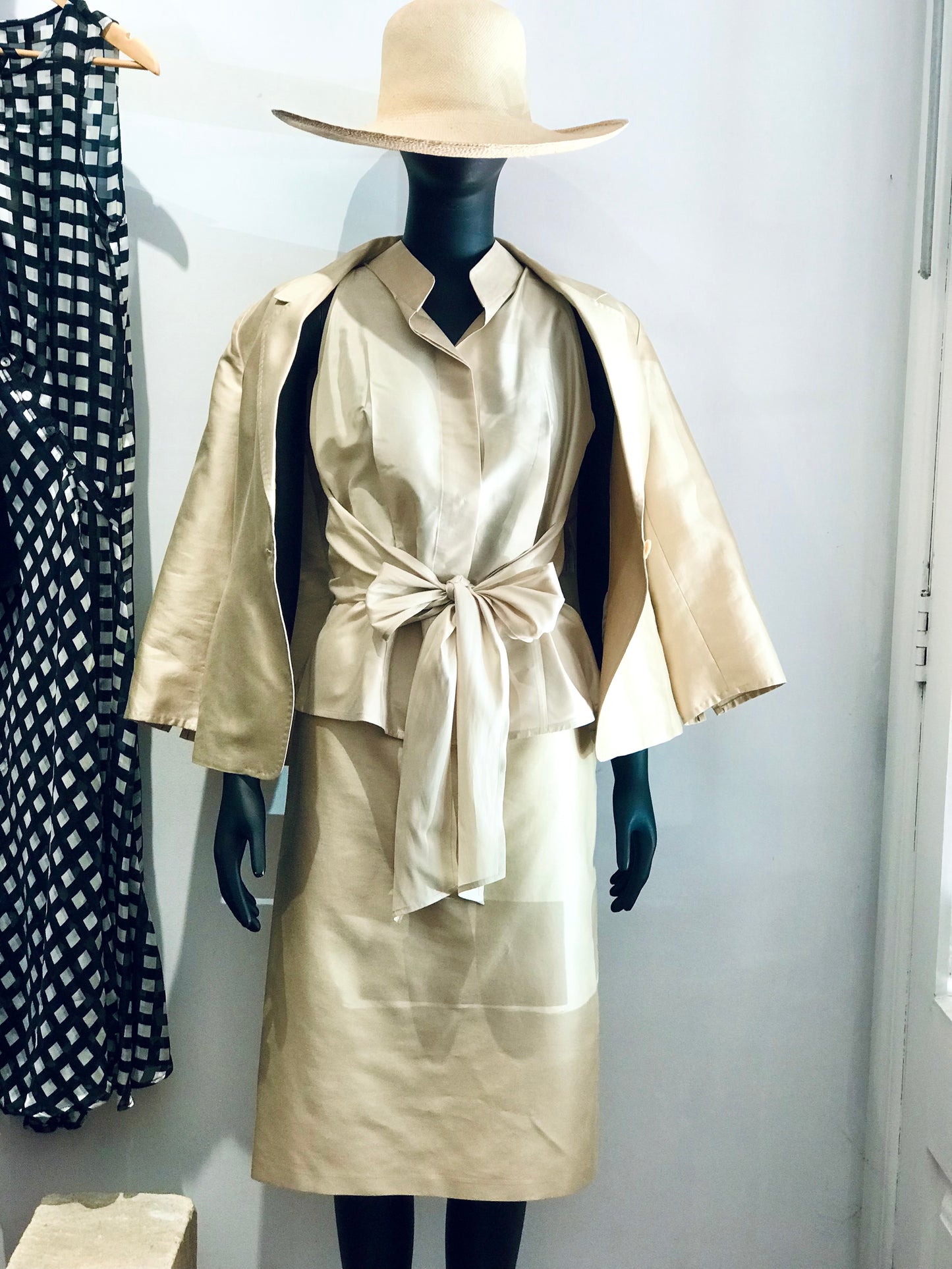 Max Mara Gold Silk/Cotton Jacket & Skirt Set Up