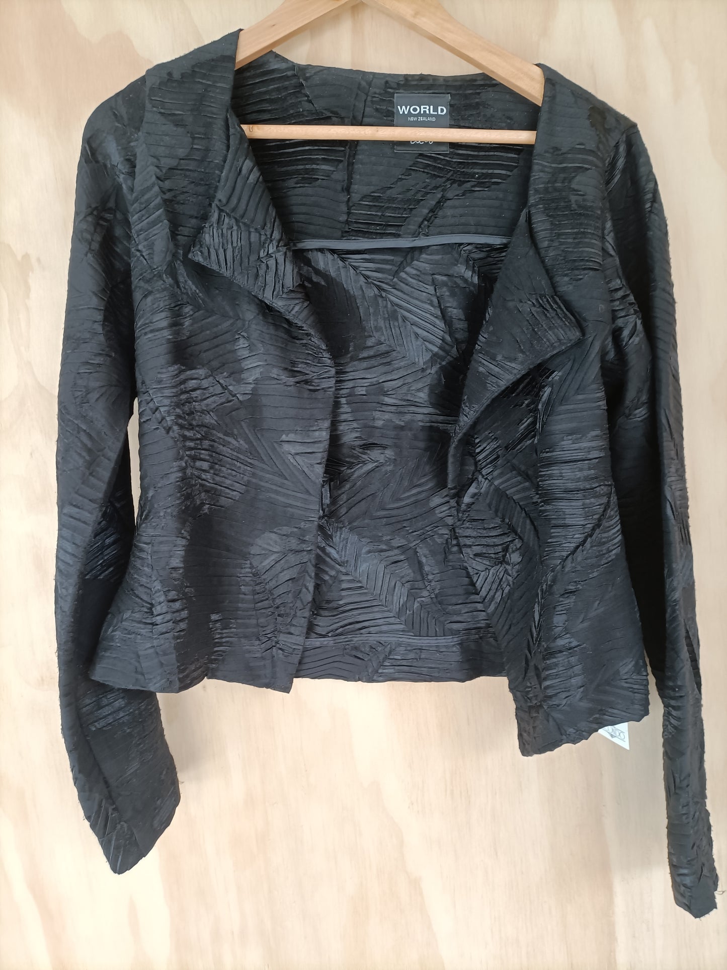 World - Black Embossed Waterfall Blazer - Size S