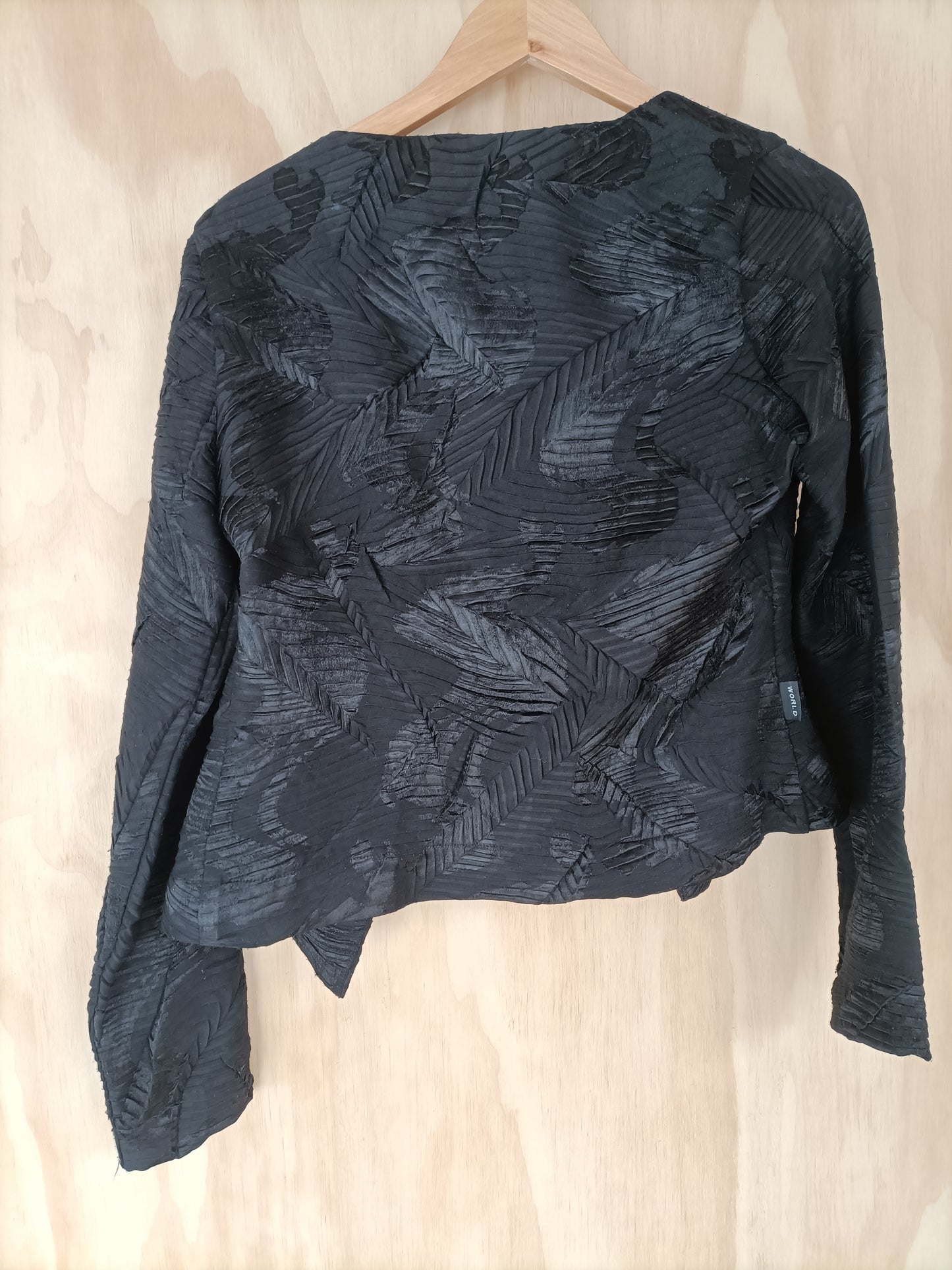 World - Black Embossed Waterfall Blazer - Size S