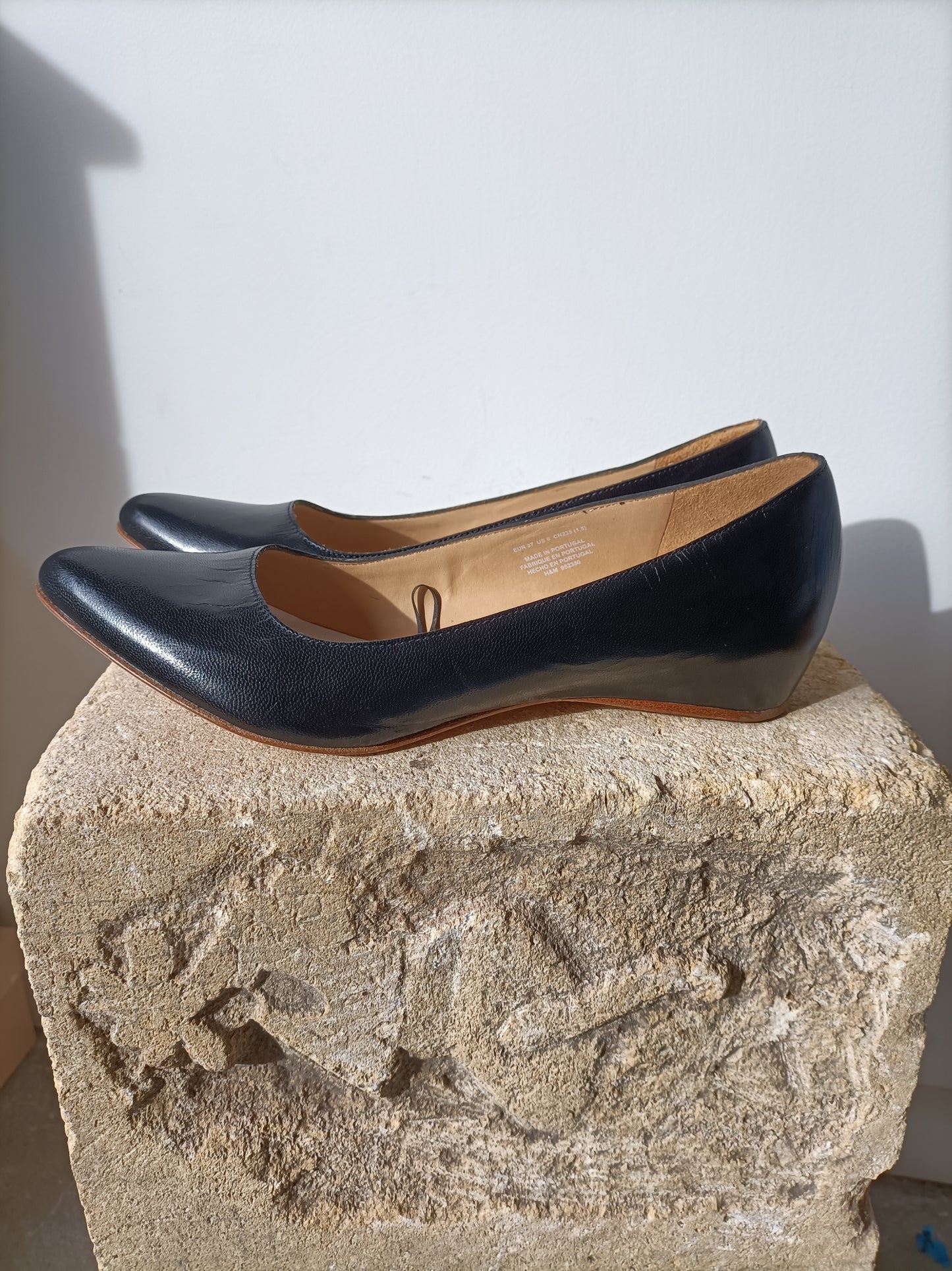 Maison Margiela x H&M - Black Leather Shaped Ballet Flats - Size 37