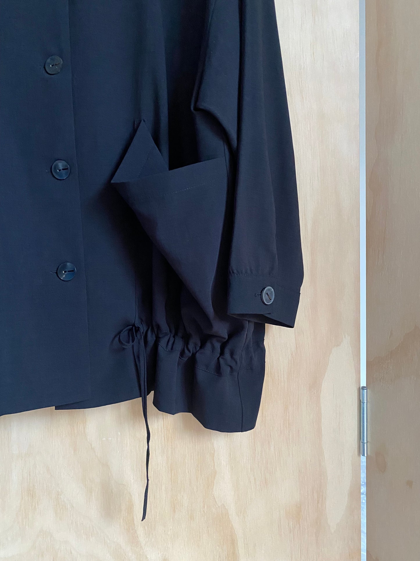 Crea Concept - Black Oversize Tie Waist Jacket - Size 42