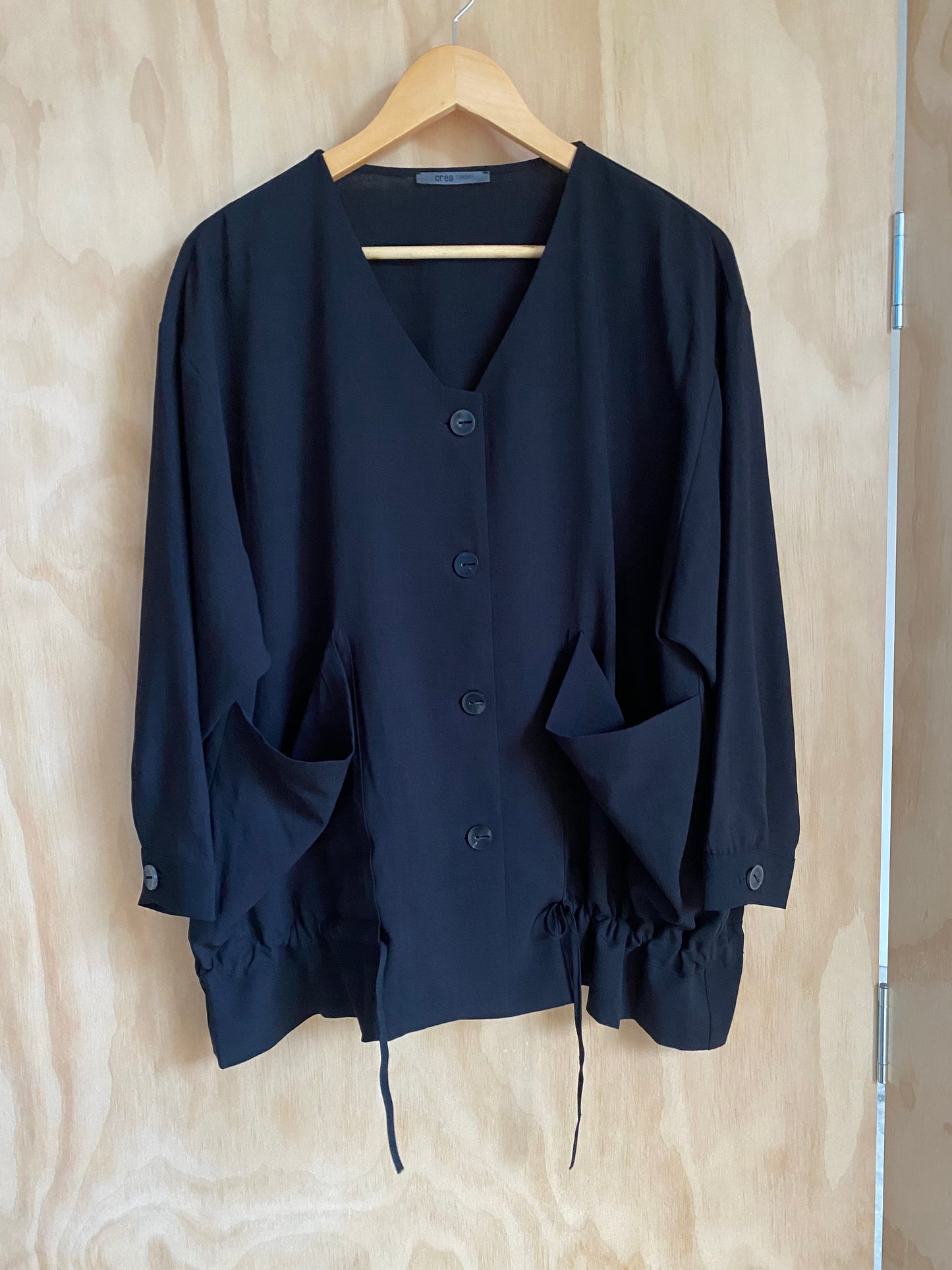 Crea Concept - Black Oversize Tie Waist Jacket - Size 42